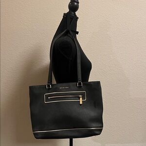Michael Kors Black Saffiano Leather Tote Gold Hardware